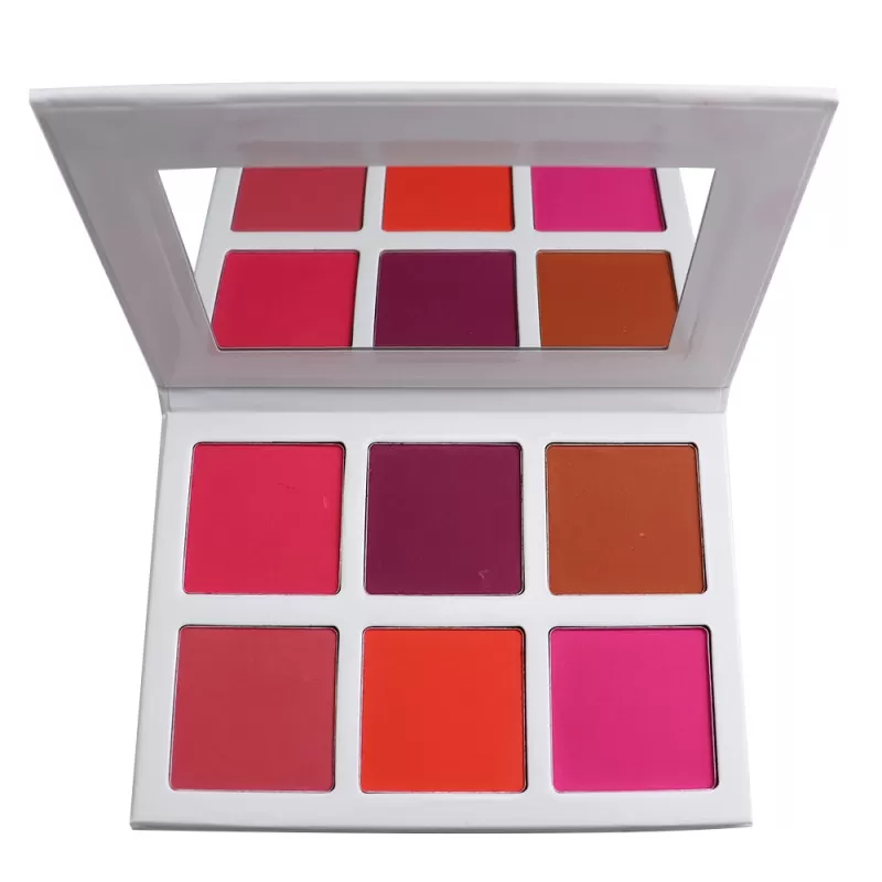 Wholesale 6 Colors Powder Blush Palette for Black Skin Vegan Cruelty Free Custom Logo Long Lasting Pink Blush Palette
