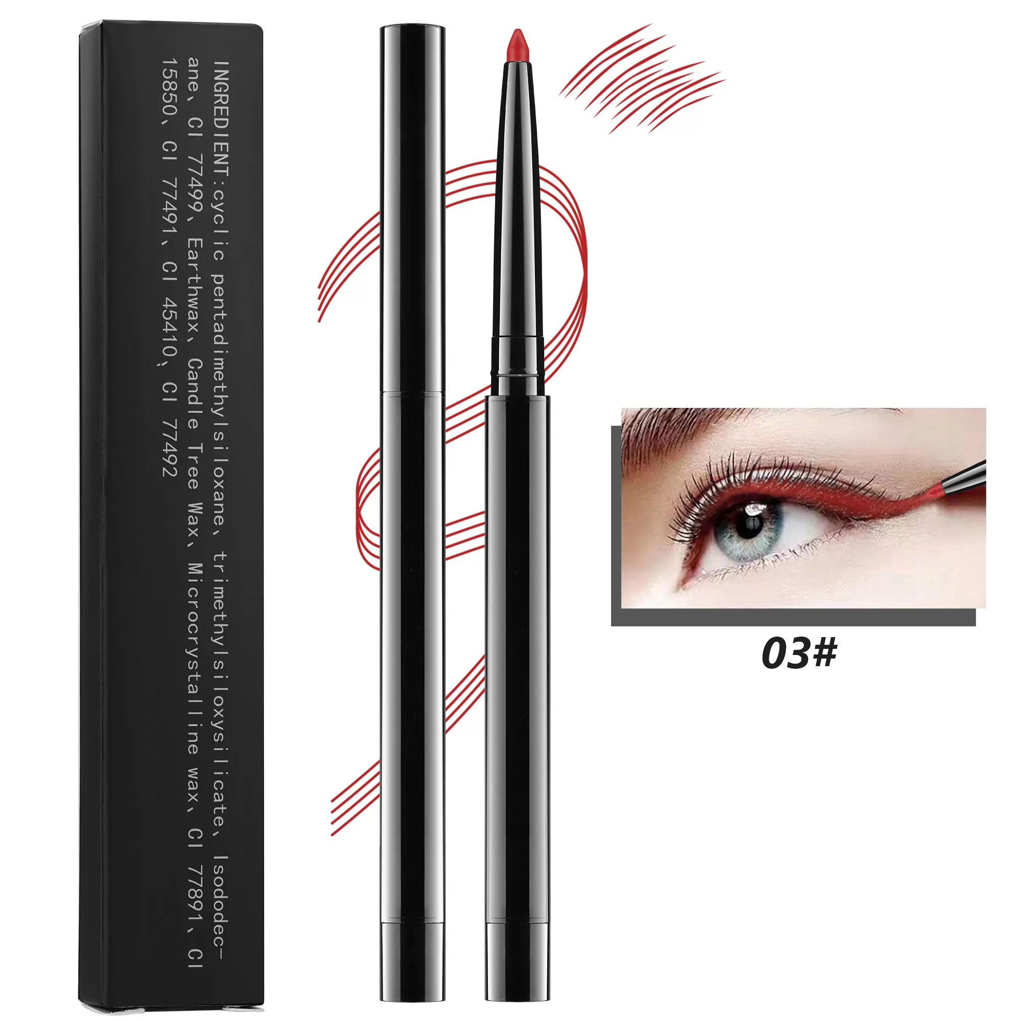 Factory Wholesale Popular 2 in 1 Eyeliner Lipliner Pen Thin Vegan Lip Liner